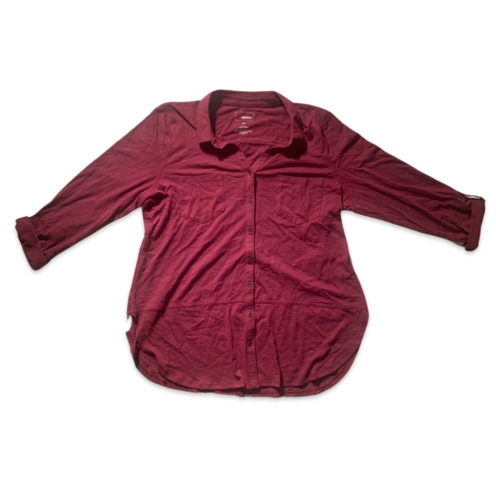 Sonoma Magenta Button Down Collared Shirt XL